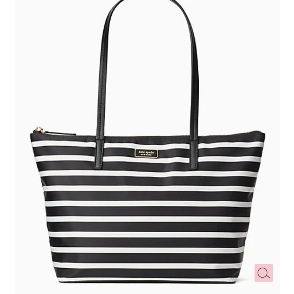 NWT ♠️Kate Spade♠️ Zip Tote in B/W Stripe